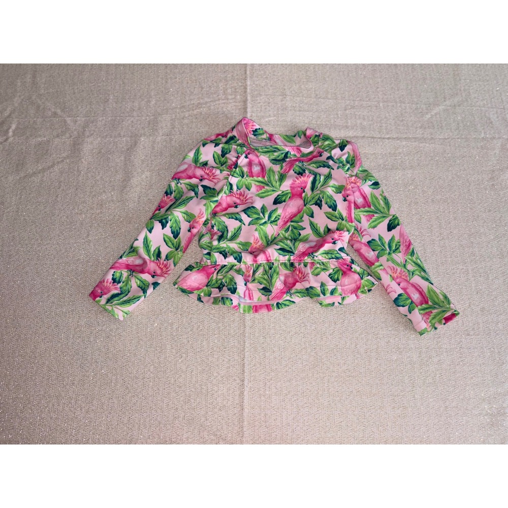 Janie and Jack Rash Guard 12-18M Pink Cockatoo Excellent Peplum Long Sleeve